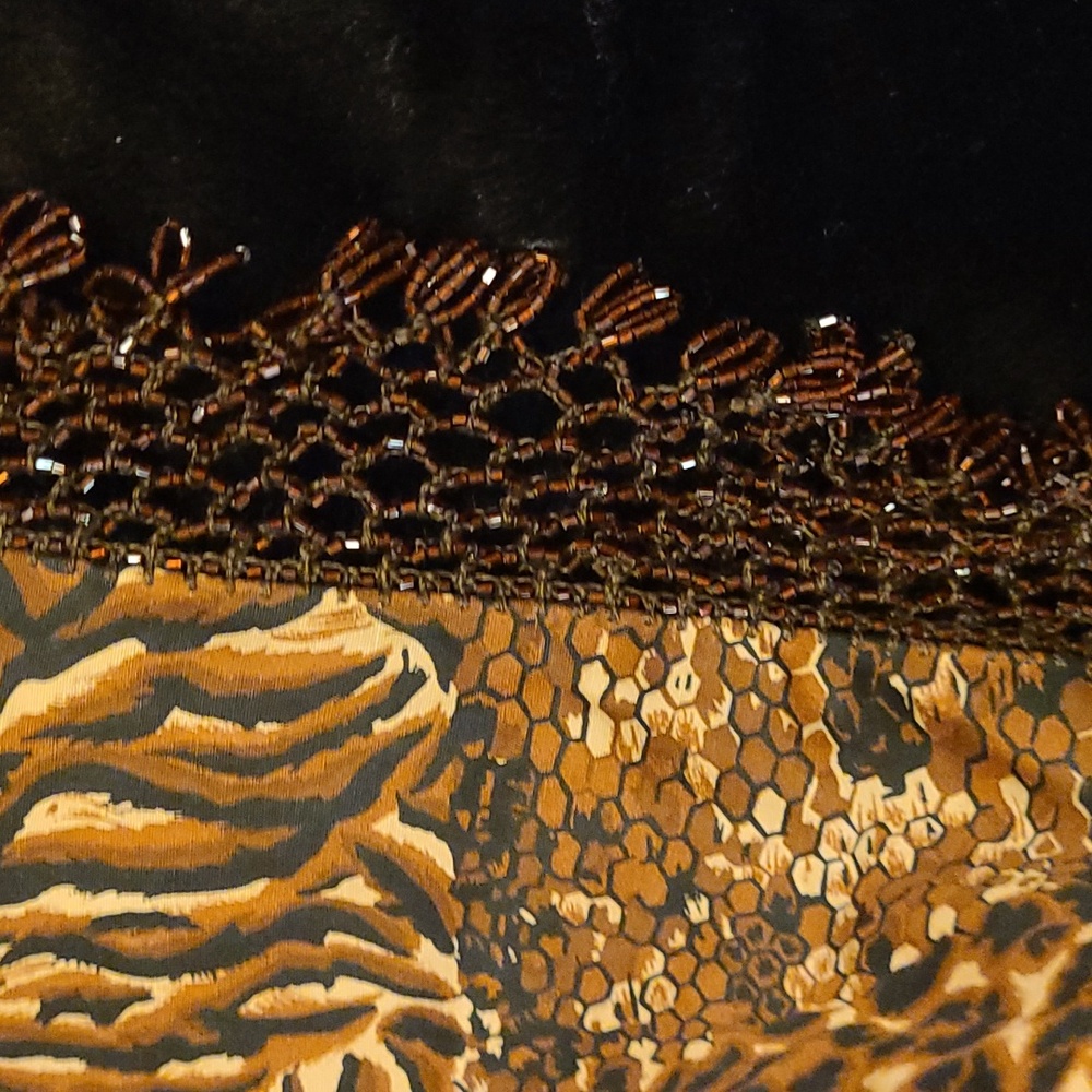 Vintage 80s Glass  Beaded Shoulder Hip Wrap Scarf Sparkly Gold Mesh - Picture 8 of 13